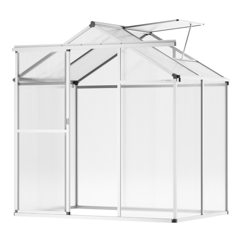 Serre de jardin en polycarbonate pour l'extérieur, H 75,96 po x l 72,72 po x P 49,56 po, Blanc