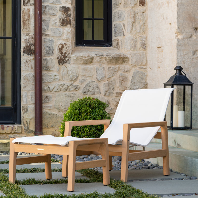 Coast Patio Ottoman, Natural Teak/Canvas Sling