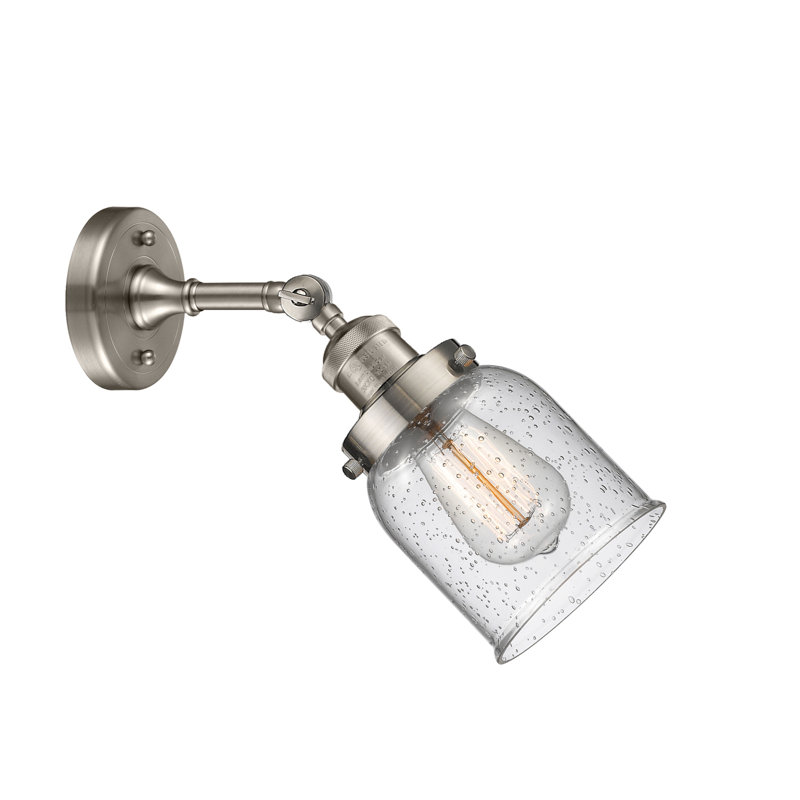 Applique murale 1 lumière 8 po Bell, Ampoule à DEL rétro de 6 watts, Grainé, Nickel satiné brossé