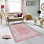 Tapis rose / blanc en polyester tissé à plat à la machine Gifford-348415426