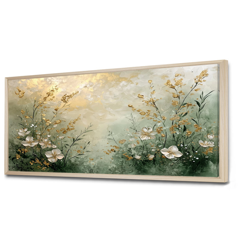 Ishaani Wildflowers Spring Symphony Fury III - Art mural fleurs sauvages, H 28 po x l 60 po, Impression encadrée flottante
