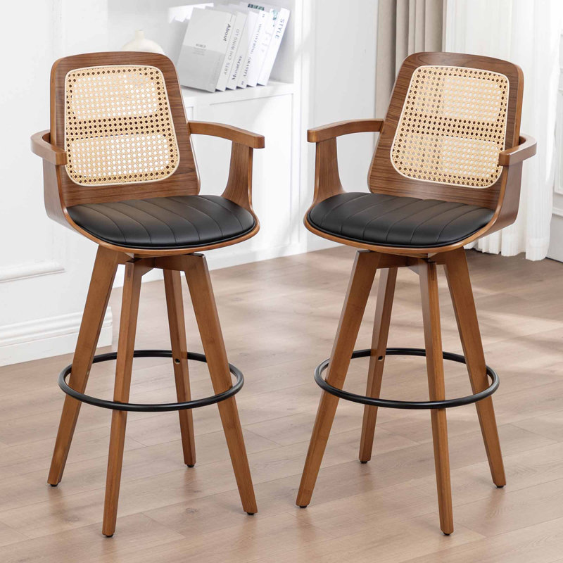 Tabouret de comptoir pivotant Clero, Tabouret de comptoir (siège d'une hauteur de 26 p, Noir