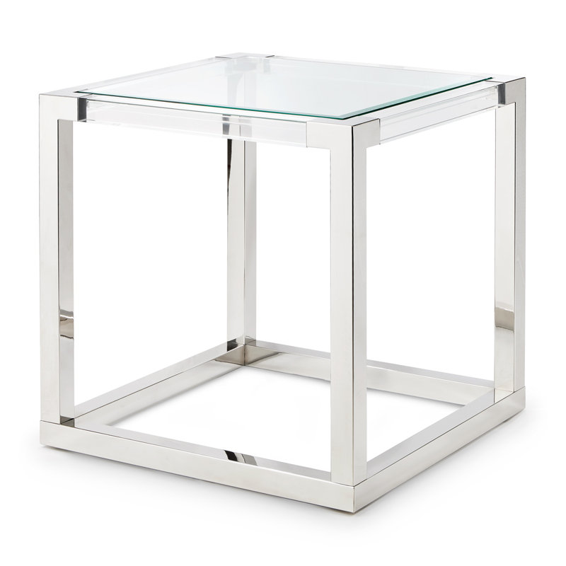State Glass Top End Table