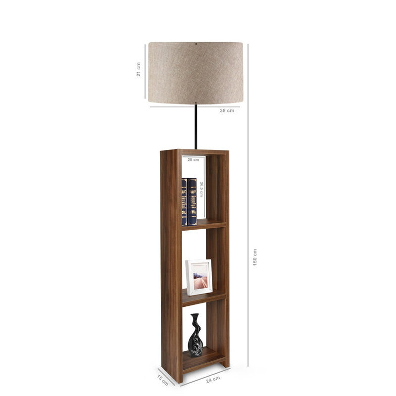 Lampe sur pied moderne en bois, finition beige et bois, hauteur 59,1 po | Fabrication 100% PVC et panneau de fibres à densité moyenne, base 8,3 po x 10,4 po | Douille E27, 40 W maximum | Design scandinave élégant pour le salon, la chambre à coucher et les espaces de bureau