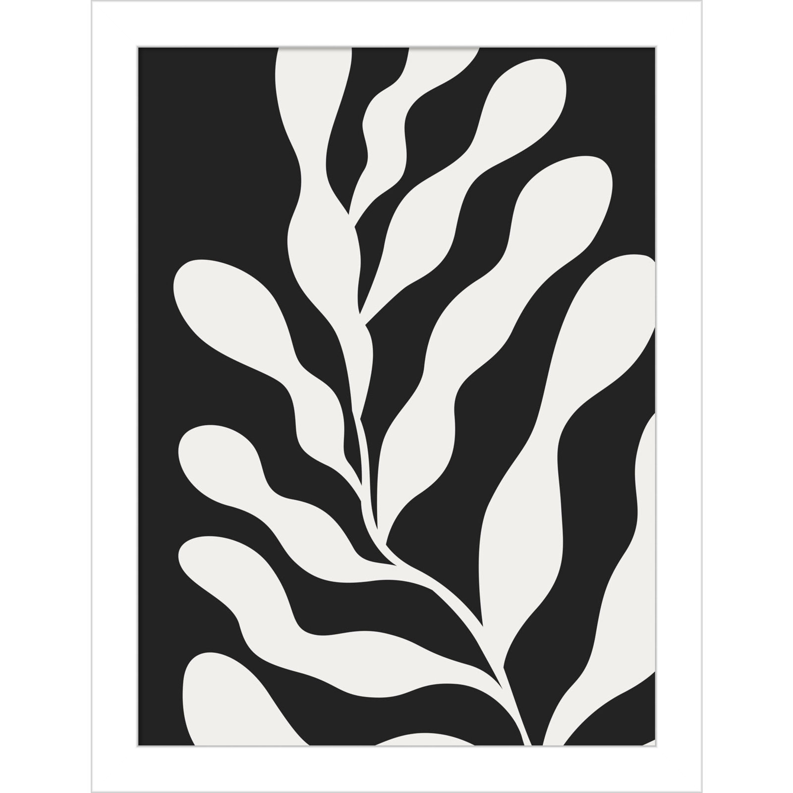 Erminia "Retro Matisse Botanical 3" Print, 13" H x 10" W x 1" D, White
