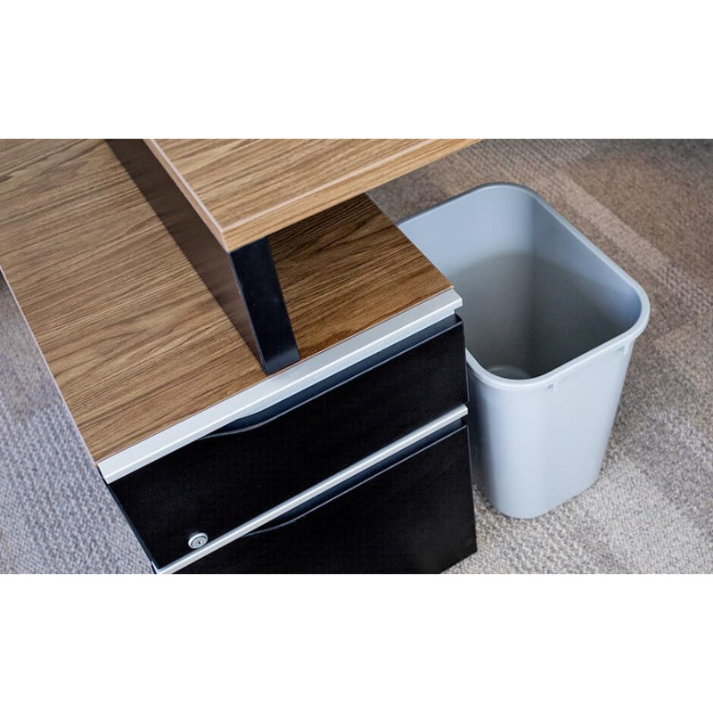 Poubelle de bureau rectangulaire Sturdy Essentials, 10 gallons, Noir/gris
