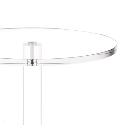 Table à boissons en acrylique, plateau rond transparent avec poteau plein, support de table à gâteaux en acrylique moderne, bureau d'appoint transparent pour café, boisson, nourriture, collation