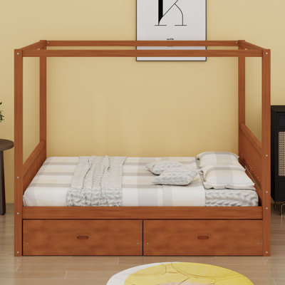 Canopy Bed with Built-in Storage Drawers
