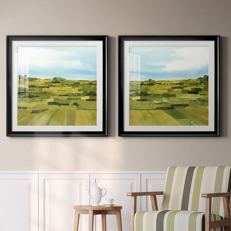 Green Gold Valley I - ensemble de 2 cadres photo Green Gold Valley I, H 30,5 po x l 61 po x P 1,5 po, Papier encadré noir