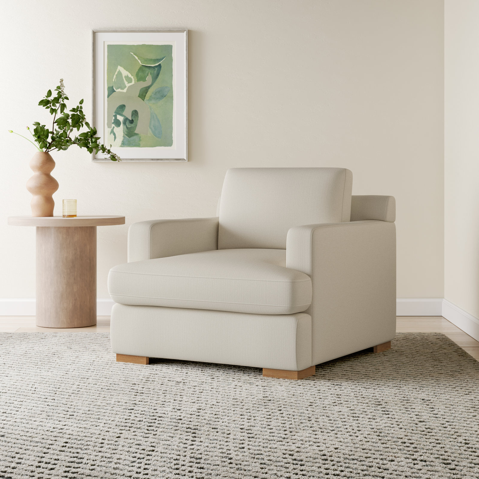 Byers Upholstered Armchair, Effie Linen Performance Linen