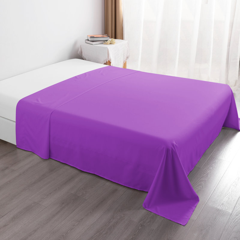Drap plat en microfibre , Drap plat pour très grand lit californien, Mauve