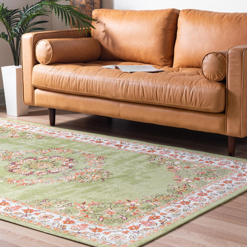 Oriental Green Area Rug, Rectangle 7'10" x 11'