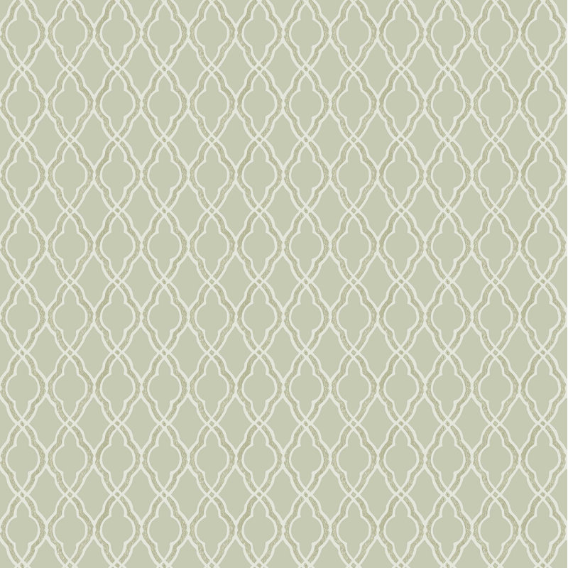 Italian Style Geometric Trellis Wallpaper Roll, Green