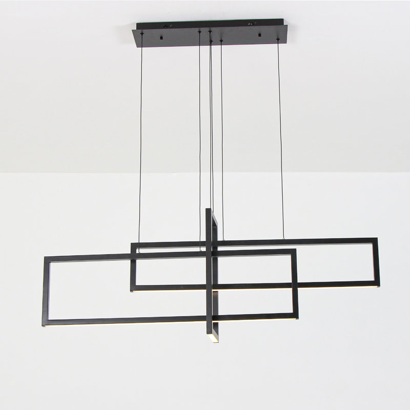 Devontaye 3-Light Square / Rectangle Chandelier Kitchen Island Lighting with Remote Control, 17.7"H x 47.2"W x 7.87"L