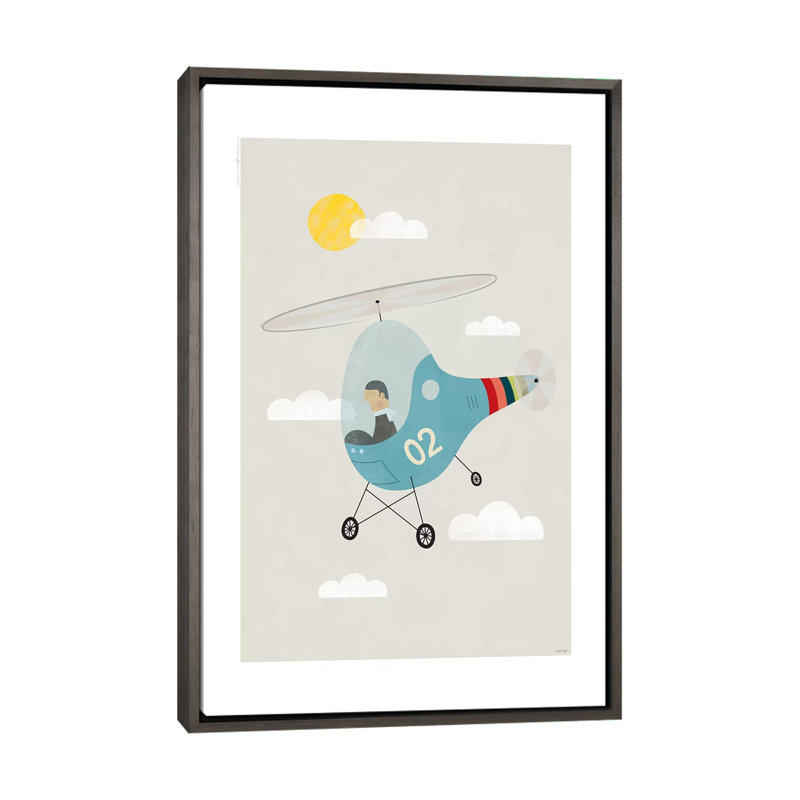 Heli - imprimé, Pas de tapis, H 60 po x l 40po x P 1,5 po, Toile avec cadre en bois gris