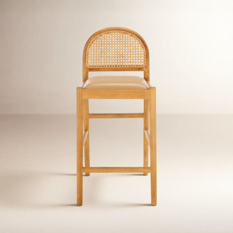Tabouret de comptoir Ottavia, Brun clair / cuir
