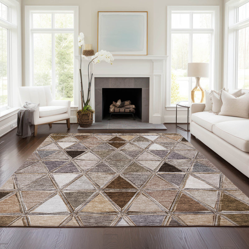 Shivan Washable Geometric Indoor / Outdoor Rug, Rectangle 3' x 5'