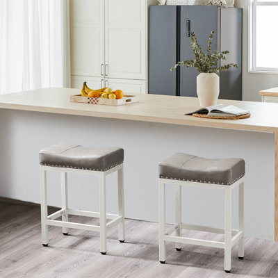 Cathern Upholstered Counter Stool with Metal Frame