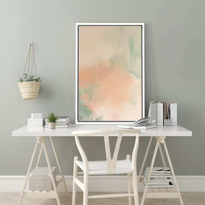 «Neon Yellow Pink Green Watercolors», reproduction sur toile, H 36 po x l 24 po x P 1,5 po, Blanc