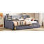 Lit plateforme tapissier simple avec rangement en velours gris et tiroirs - Velours, fonctionnel-121098338