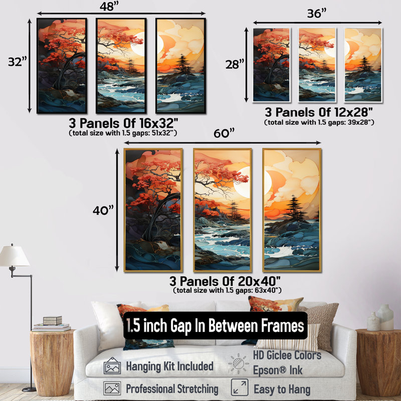 Ensemble de salon mural orages, Cadre flottant noir, H 40 po x l 60 po x P 1 po