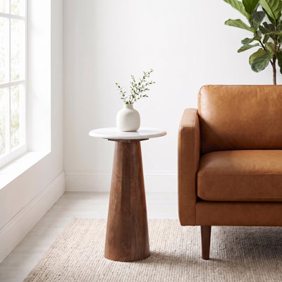 Table à boissons cylindrique en bois marbré