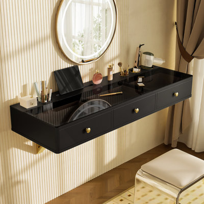 Tablette flottante de 47 po avec tiroir, coiffeuse murale polyvalente, bureau mural, table flottante pour chambre Ã  coucher