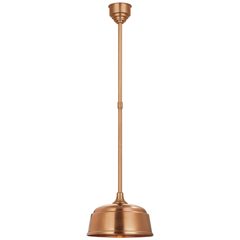 Thomas O'Brien, "Academy Pendant in Soft Copper with 12.5" Rockhouse Shade, 8.25" H x 12.5" W x 12.5" D
