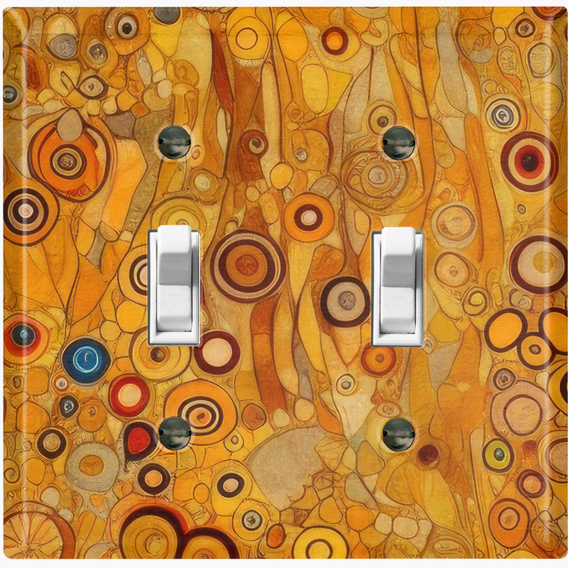 Couvercle de plaque d'interrupteur en métal; Toile à bascule de taille standard 2 US - fleur de style Klimt, #2 Double Toggle