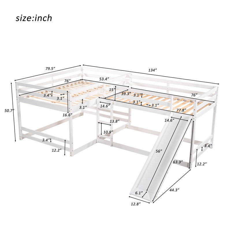 Jalishia Kids Twin Over Full Bunk Bed, White
