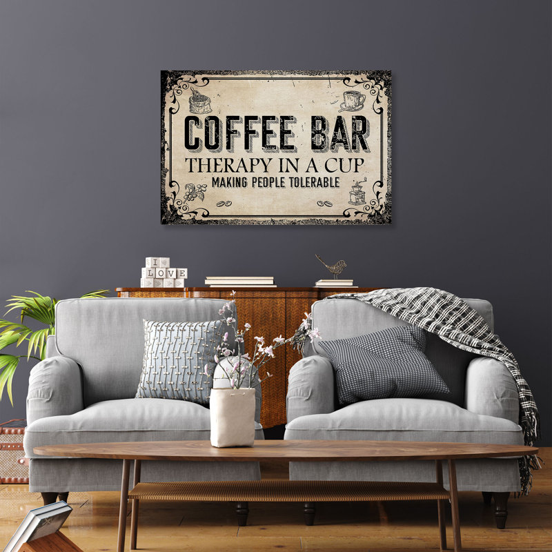 Coffee And Cup - Coffee Bar Therapy In A Cup - 1 Piece Rectangle Graphic Art Print On Wrapped Canvas, 11" H x 14" W x 2" D