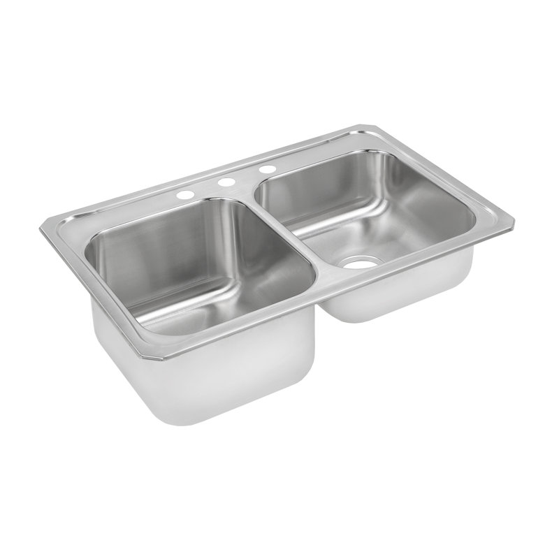 Celebrity 33" L x 22" W Drop-In Kitchen Sink, 3 hole