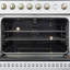 Cuisinière à gaz 36 pouces Marco en noir ou blanc et laiton antique, 6 brûleurs 67 000 BTU, 5,36 pieds cubes Four à convection et jauge de température-107971595