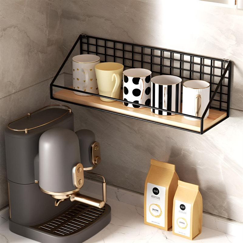 No-Drill Wall Mounted Cup & Mug Holder, 5.9” H x 13.77” W x 4.72” D