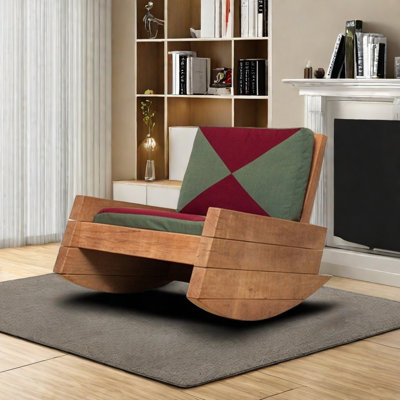 Solid wood cotton and linen rocking chair