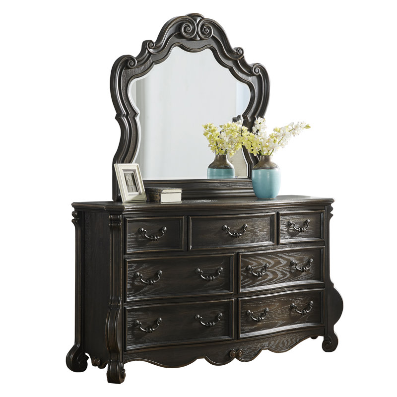 Commode double 7 tiroirs avec miroir Aniah