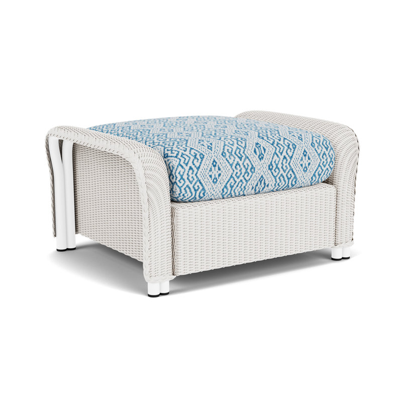 Reflections Outdoor Ottoman, White, Hickory