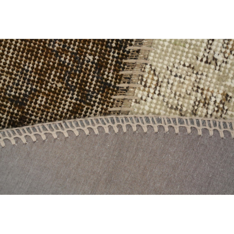 Distressed Modern Patchwork Round Area Rug 5x5