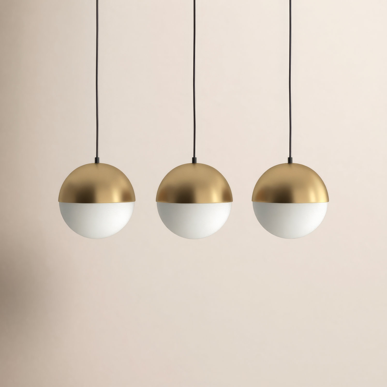 Hastings 3 Light Glass Dimmable Pendant, Metallic Gold