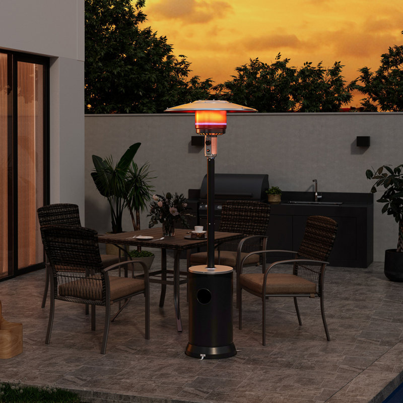 48000 BTU Stainless Steel Propane Standing Patio Heater, Black