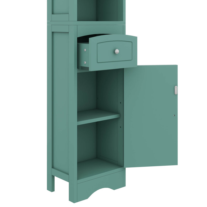 Grande armoire de rangement élancée avec tiroir et porte, Vert