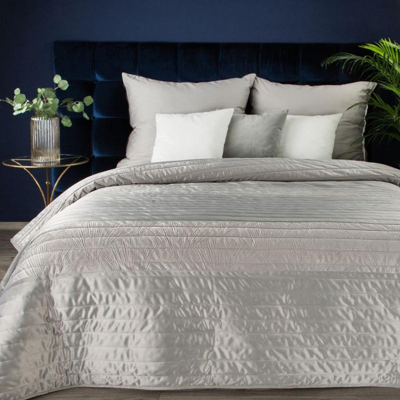 Megaira Polyester Solid Colour Bedspread, Silver