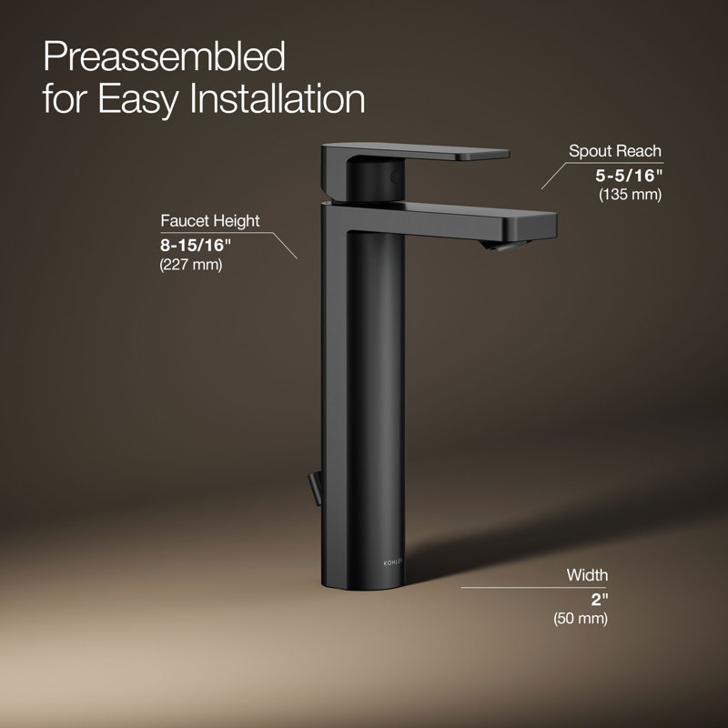 Parallel™ Tall Single-Handle Bathroom Sink Faucet, Single-Hole Faucet with Pop-Up Drain, 1.2 GPM, Matte Black, 1