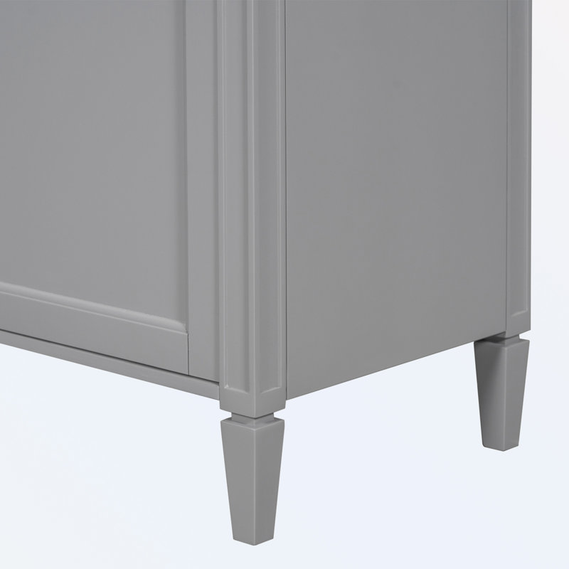 Dylnn Freestanding Bathroom Cabinet,30'' Bathroom Vanity with Top Sink with 2 Drawers and a Tip-out Drawer , Gray/Silver