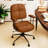  Home Office Chair Leathaire Upholstered Task Chair With Cushioned Back & Armrests Brown
