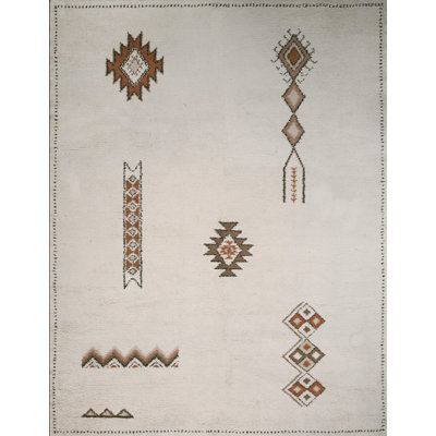 Tapis ivoire berbère tribal marocain rétro en laine de taille rétro