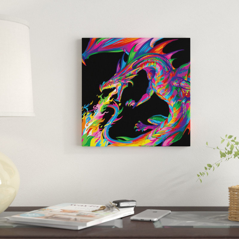 «Fantasy Dragon», impression sur toile, H 12 po x l 12 po x P 0,75 po, Toile tendue, Pas de tapis