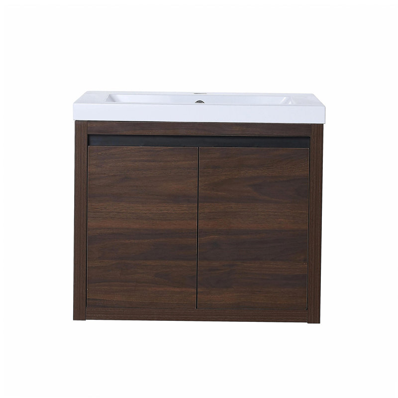 Meuble-lavabo avec lavabo, porte à fermeture en douceur, installation suspendue, 24 pouces convenant aux petites salles de bain