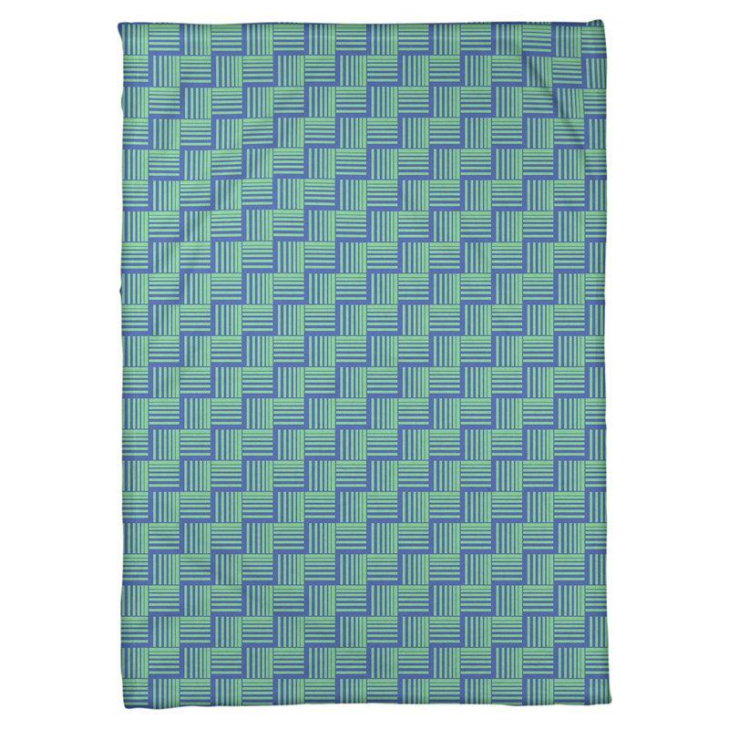 Couverture polaire à rayures classic basketweave, l 60 po x L 80 po, Bleu / vert