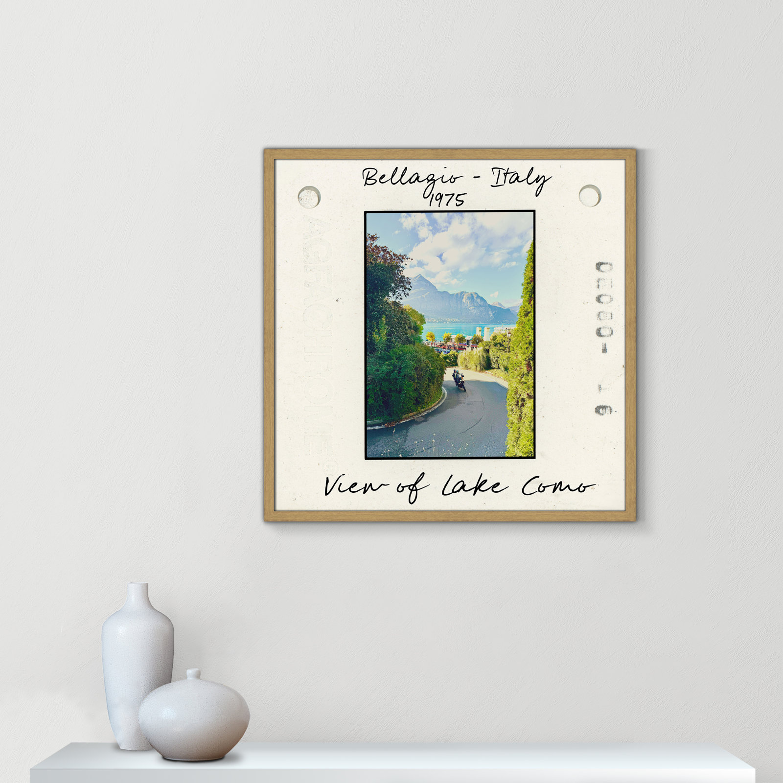 Ritona "Bellagio, Italy - Lake Como" Print, Natural Single Picture Framed Paper, 27.5" H x 27.5" W x 0.75" D